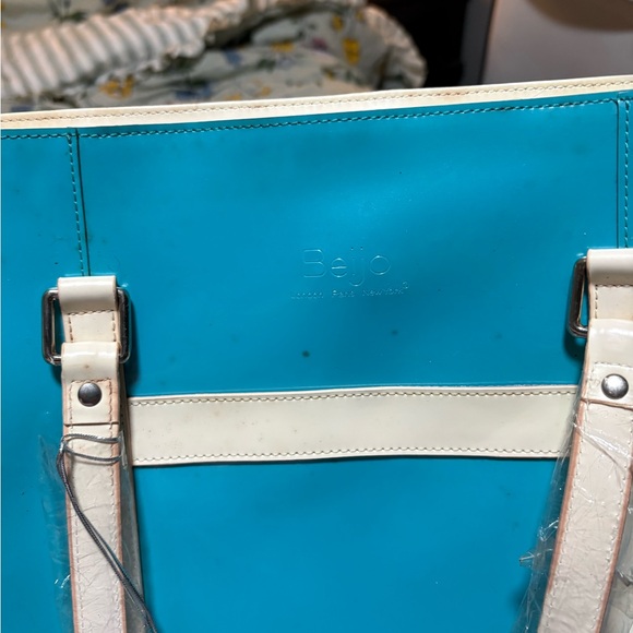 Beijo Turquoise and Cream Tote Bag - Picture 2 of 5
